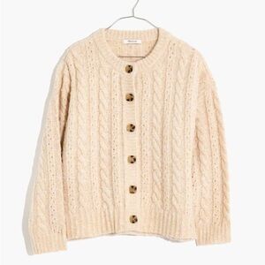 Madewell Pointelle Cable Cardigan Sweater - Oatmeal